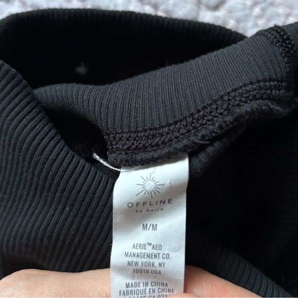 NWOT Aerie Offline Lace Up Ribbed Black Leggings Medium - Picture 6 of 7